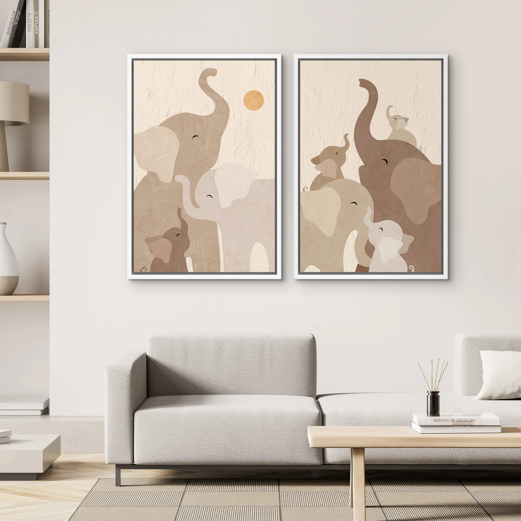 Baby Animal Elephant Kid's Room Decor Nursery Framed Canvas Master Bedroom Wall Art Set 2 Print | Wayfair North America