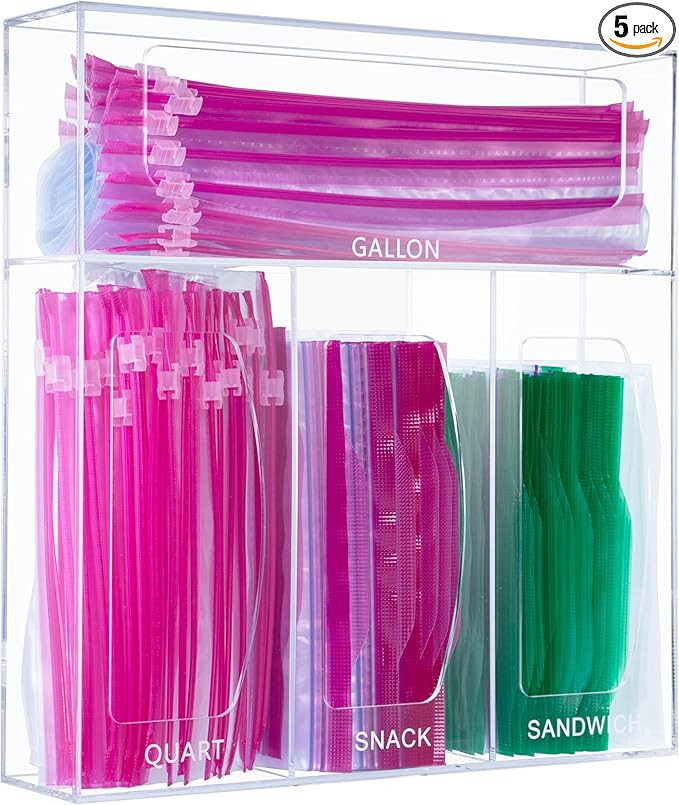 Acrylic Bag Storage Organizer for Kitchen Drawer, Food Storage Bag Organizer Holder Compatible wi... | Amazon (US)