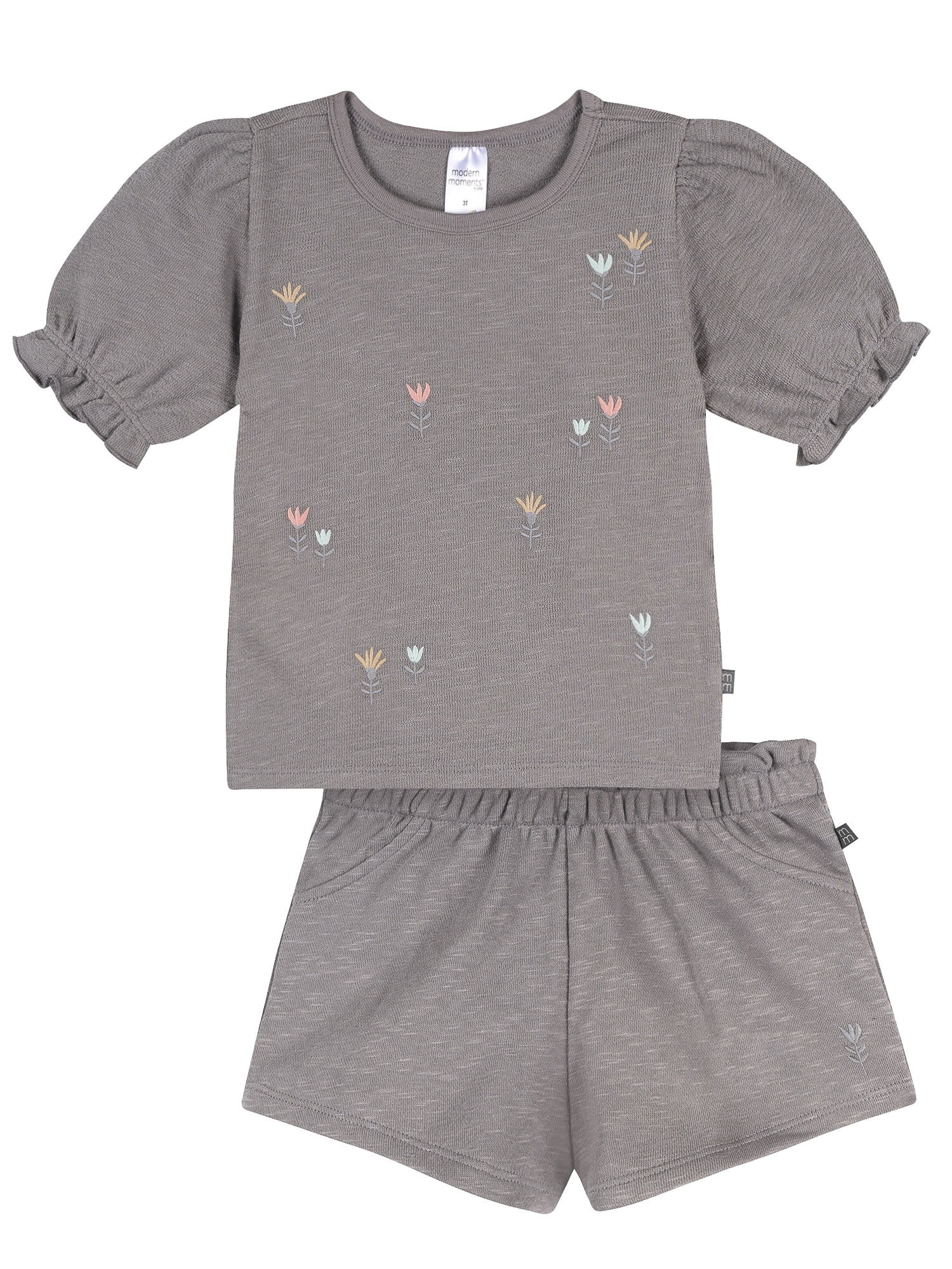 Modern Moments by Gerber Toddler Girl Organic Top and Short Outfit Set Set, 2-Piece, Sizes 12 Mon... | Walmart (US)
