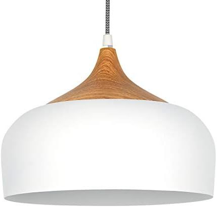 tomons Pendant Light Modern Lantern Lighting with LED Bulb, Wood Pattern Dome Minimalist Style Ce... | Amazon (US)