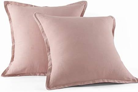Stone Washed French Linen European Pillow Shams, Set of 2 Pieces, 26 inches x 26 inches Square Eu... | Amazon (US)