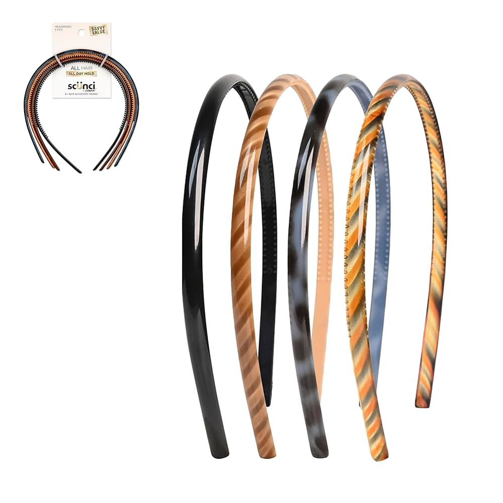 Scunci by Conair Effortless Beauty Skinny headband -plastic Headbands for Women and Men - hair ac... | Amazon (US)