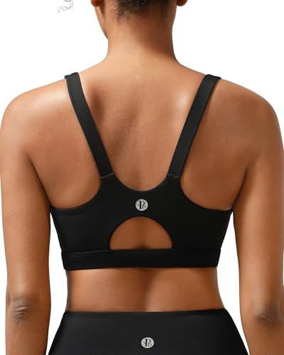 RUNNING GIRL Black Sports Bra, Molded Cup Running Sports Bras for Women High Support Workout Crop Top(3026Black_XXL) | Amazon (US)