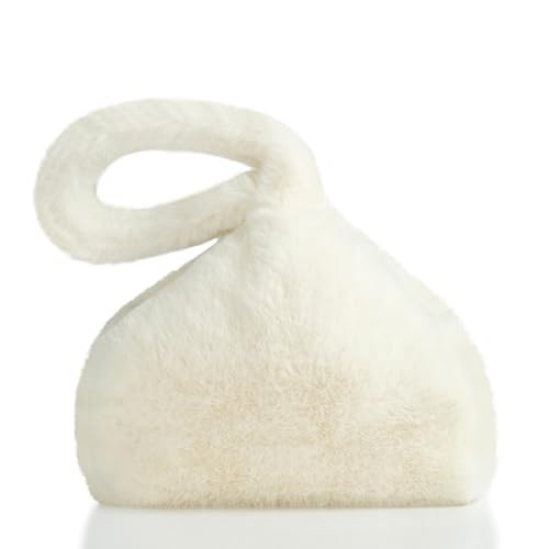 BABEYOND Faux Fur Purse for Women - Fluffy Furry Fuzzy Wristlet Clutch Purse Bags Soft Triangle Handbag for Wedding Party | Amazon (US)