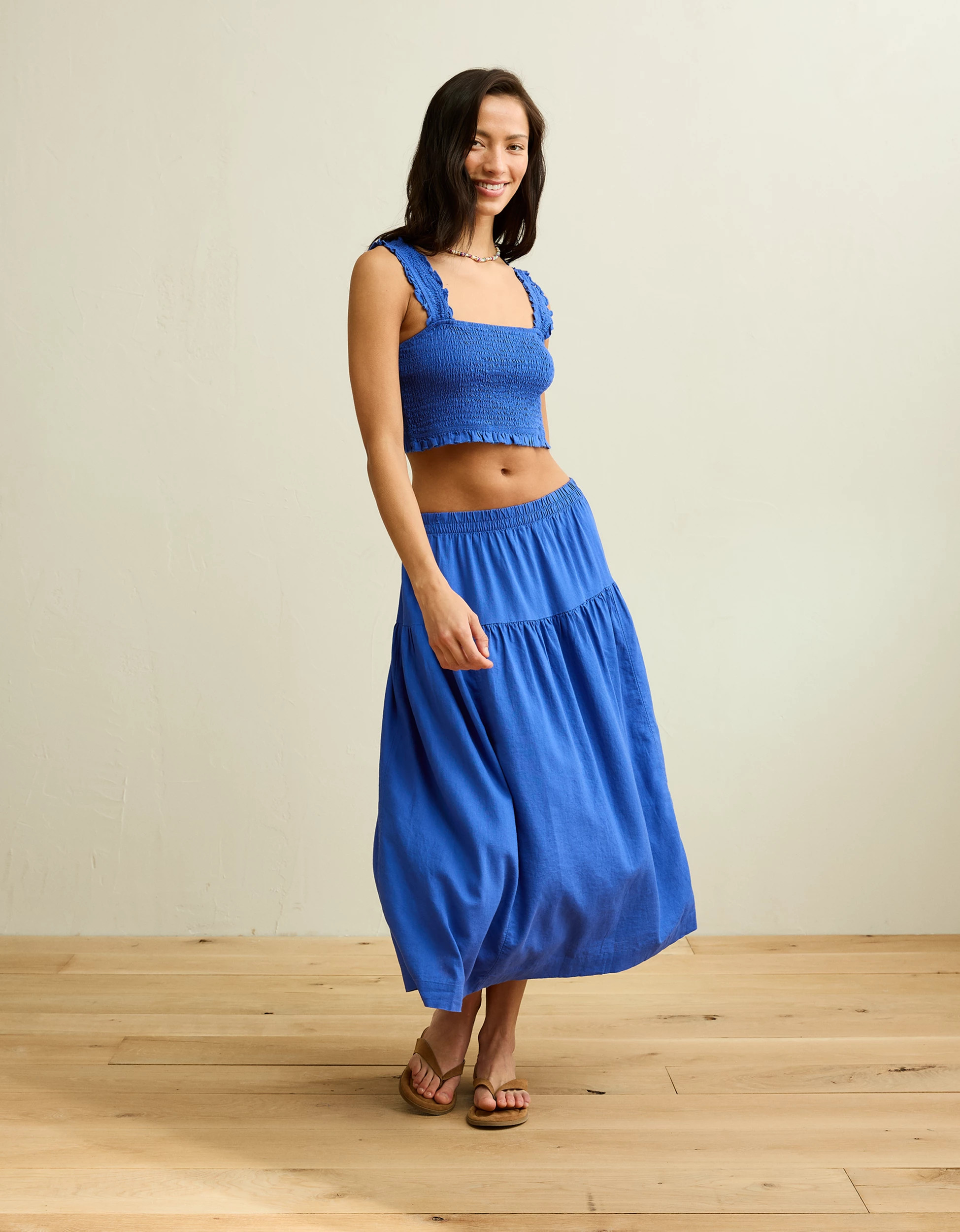 AE Mid-Rise Linen-Blend Maxi Skirt | American Eagle Outfitters (US & CA)