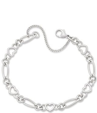 James Avery Heart Figaro Sterling Silver Charm Bracelet -  L | Dillard's