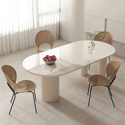 Soghra Modern Minimalist White Oval Dining Table | Wayfair North America