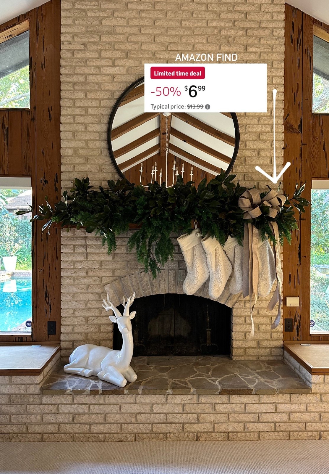 added a single roll of $7 ribbon and magnolia from my parents backyard to update my mantle look | Amazon find | $6.99 for 10yds | crinkled velvet wired ribbon 

*decent pliability but note it’s not super structured 

Christmas decor doesn’t haven’t to expensive, just intentional

my garland and stockings are over 5+ years old, linked similar 

Amazon find | holiday decor inspo | Christmas mantle inspiration | holiday decorating | Christmas magic 

#LTKSaleAlert #LTKHome #LTKHoliday