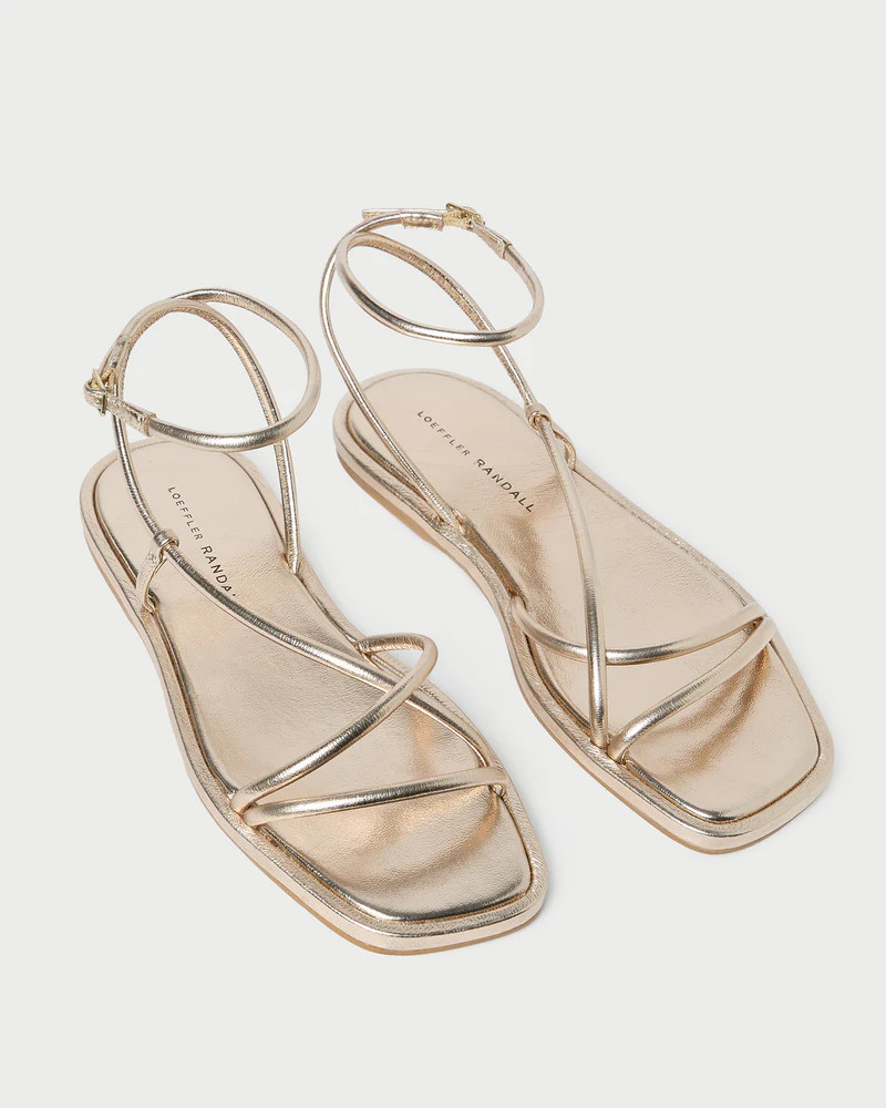 Noor Champagne Leather Flat Sandal | Loeffler Randall