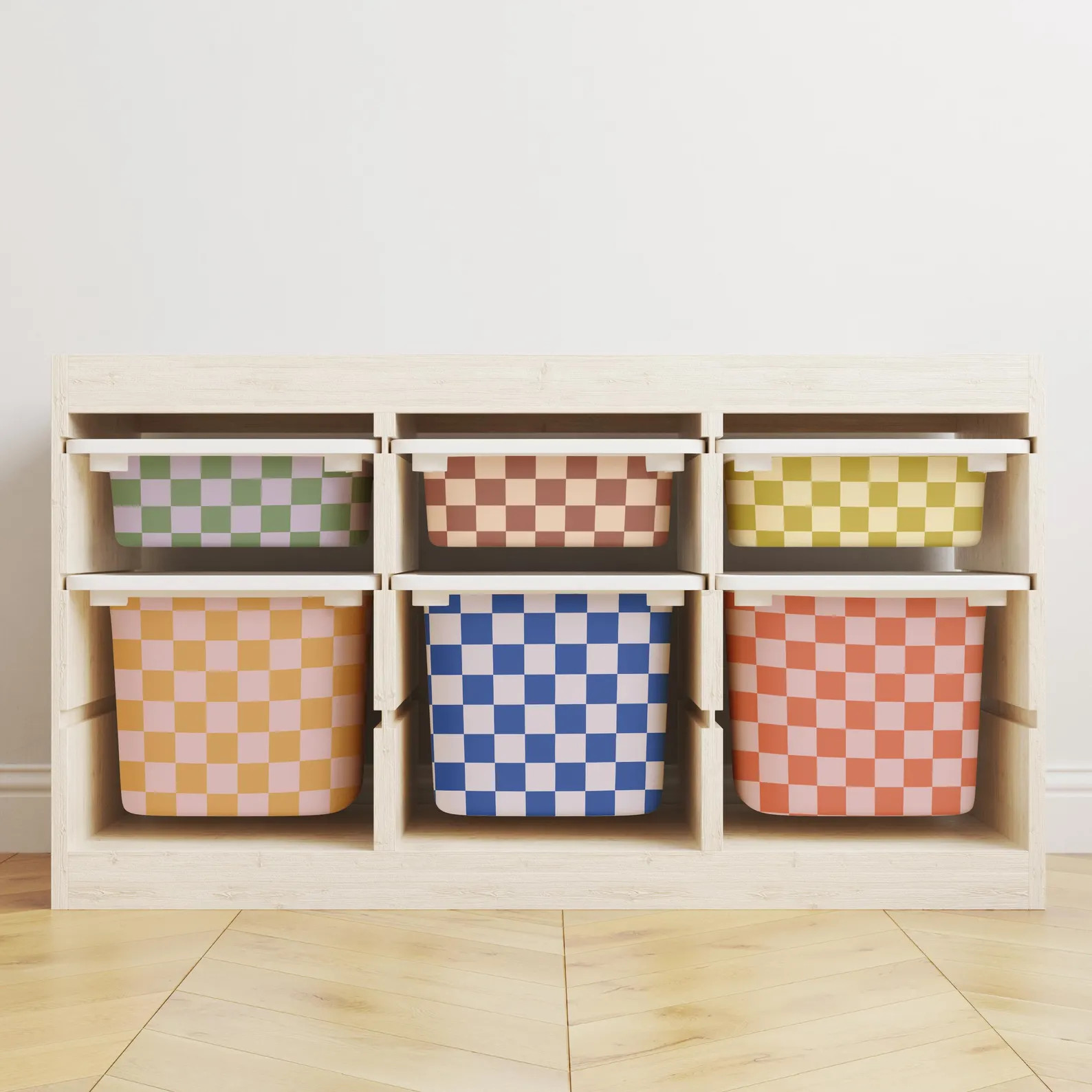 Ollie BOLD // 6 Pack Trofast Bin Stickers / Checkerboard Storage Bin Sticker / IKEA Trofast Decal... | Etsy (US)