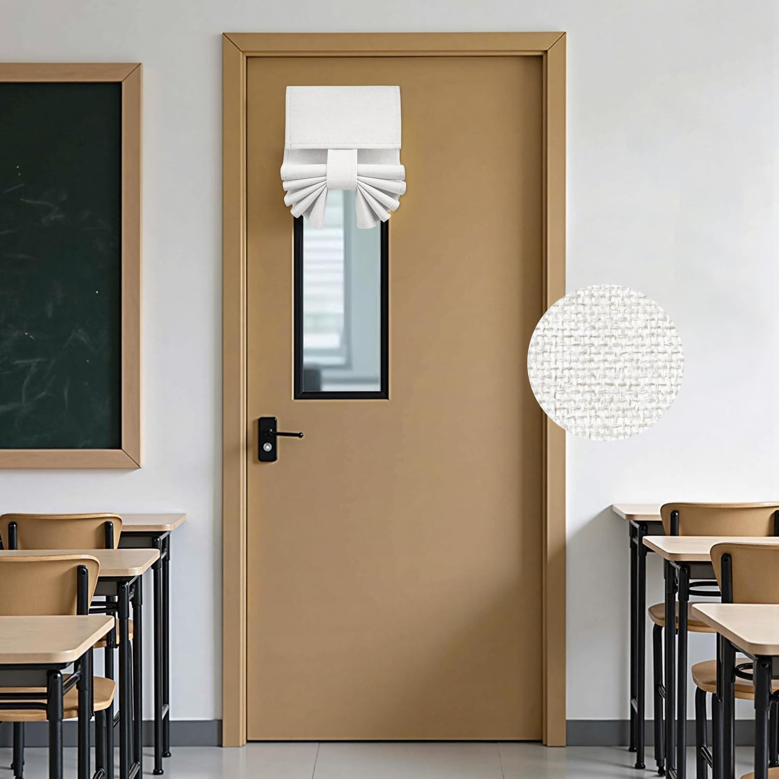 HOMEIDEAS Classroom 100% Linen Blackout French Door Curtains, Classroom Door Window Cover, Privac... | Amazon (US)