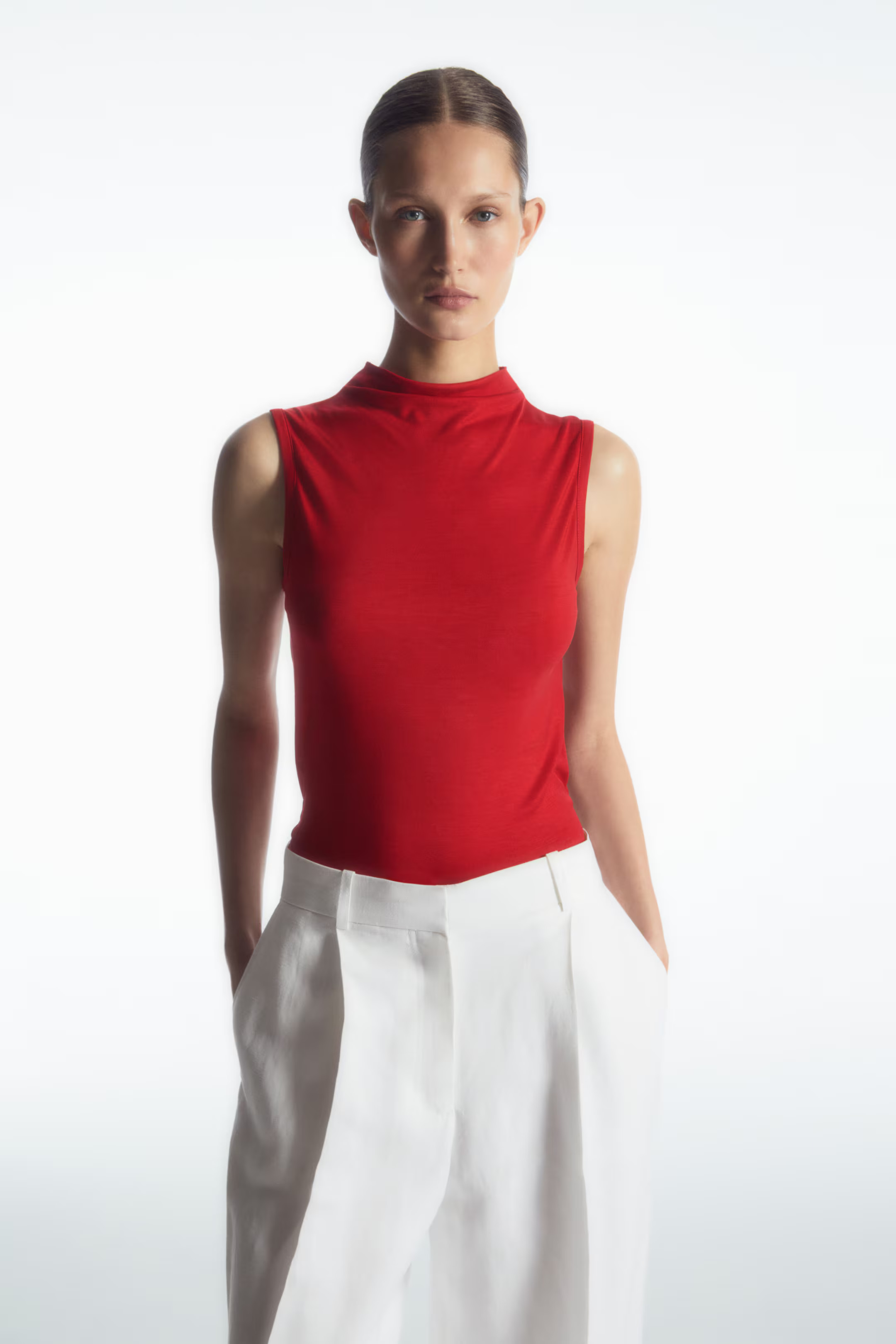HIGH-NECK SLEEVELESS TANK TOP | H&M (UK, MY, IN, SG, PH, TW, HK)