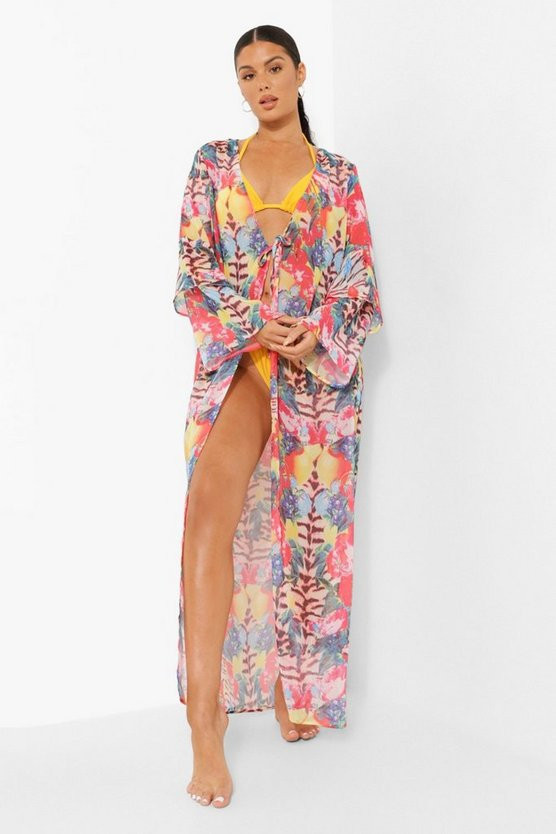 Tropical Animal Beach Kimono | Boohoo.com (US & CA)