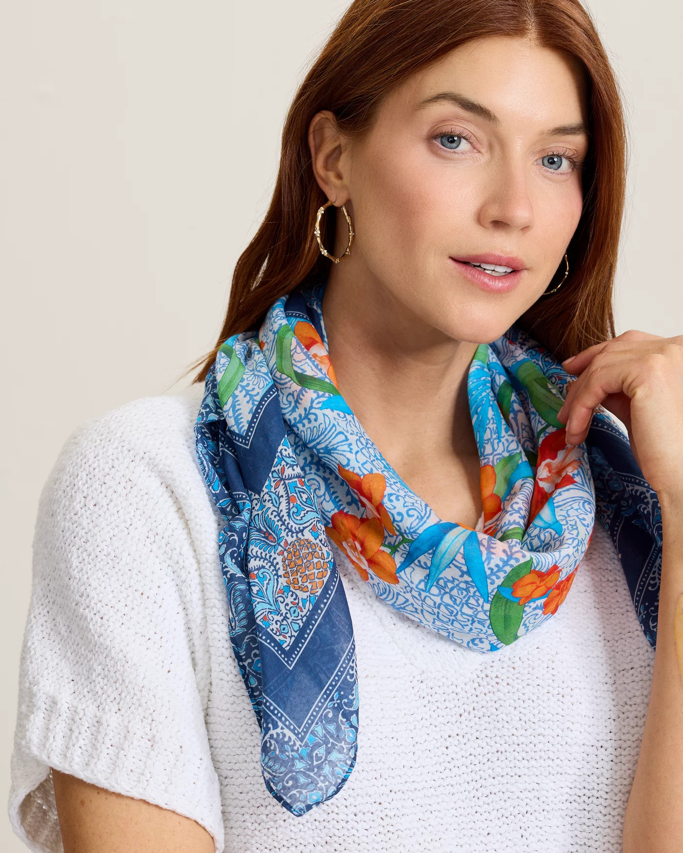 Tropical Patchwork Square Silk-Blend Scarf | Tommy Bahama