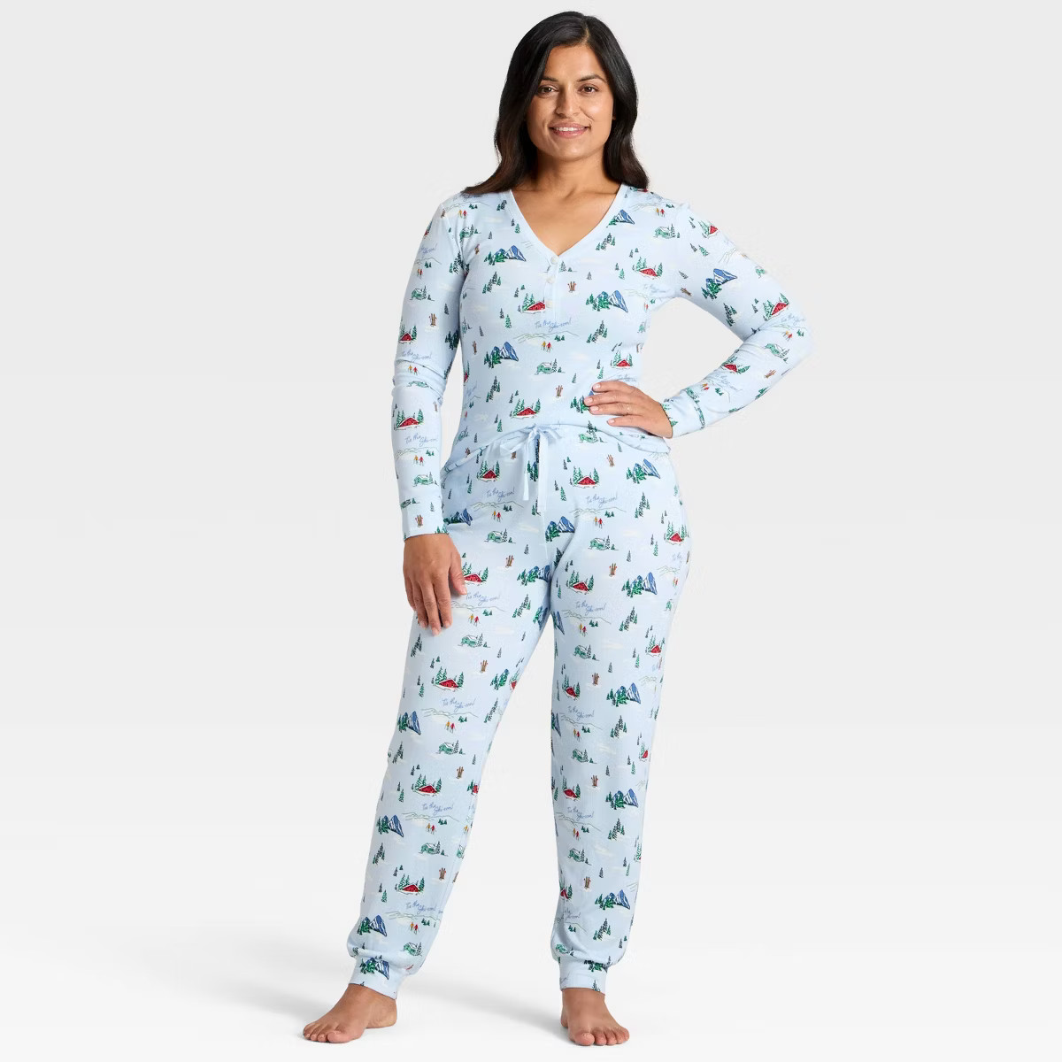 Women's "Tis the Ski-son!" Cozy Knit Holiday Matching Family Pajama Pants - Wondershop™ Blue M | Target
