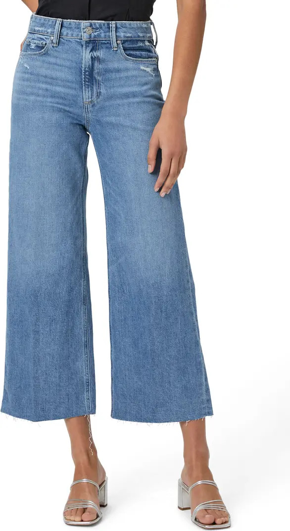 PAIGE Anessa Raw Hem Ankle Wide Leg Jeans | Nordstrom | Nordstrom