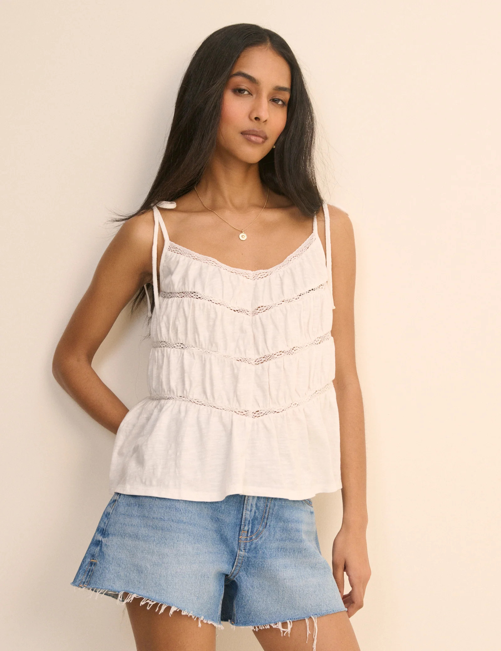 White Tiered Jersey Cami Top | Nobody's Child