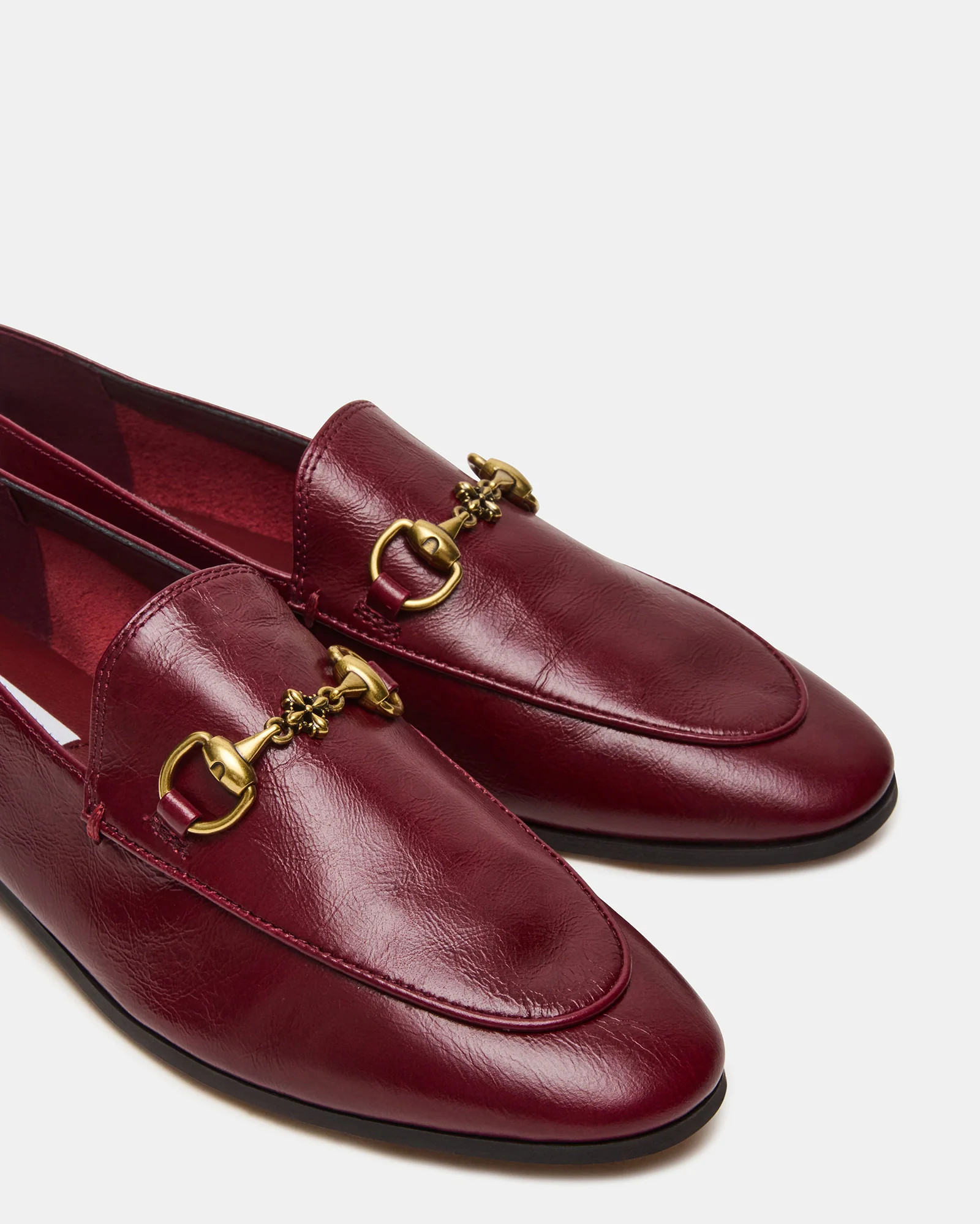 GRAFTON Wine Leather Women's Loafer | Steve Madden (US)