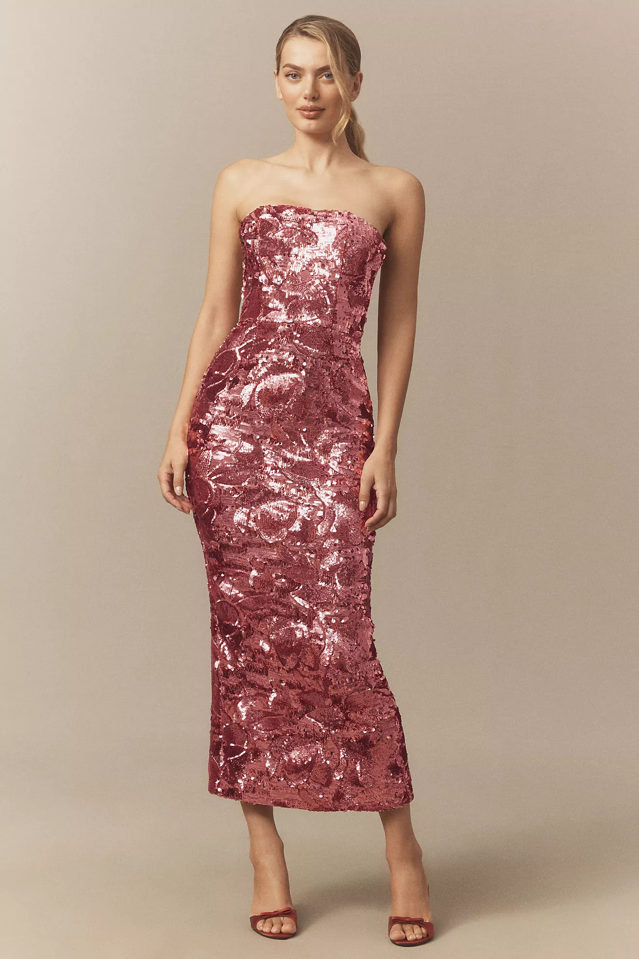 Helsi Leslie Strapless Stretch Sequin Midi Dress | Anthropologie (US)