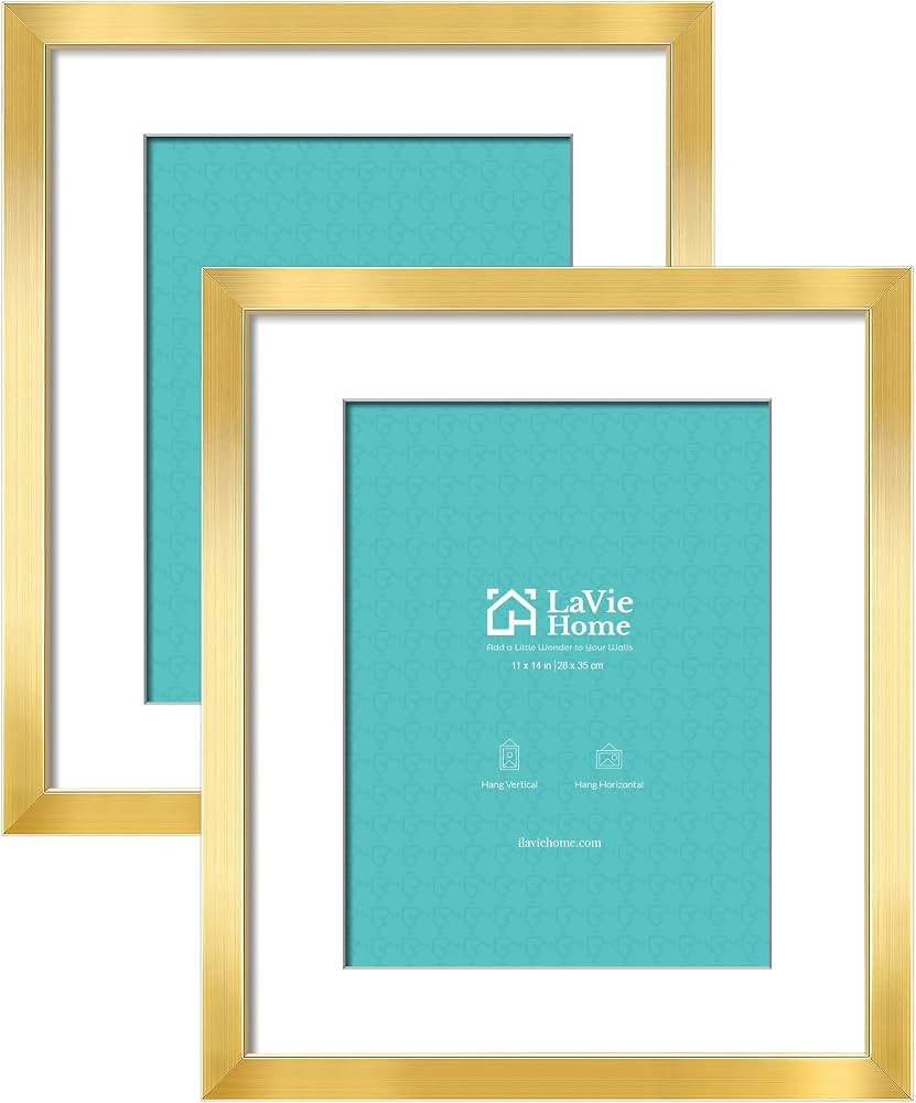 LaVie Home 11x14 Picture Frames (2 Pack, Gold), Simple Designed Wood Frame Set for Pictures 11x14... | Amazon (US)