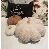 Hello Autumn Fabric Boucle Sherpa Pumpkin Decorative Cushions - 3 Sizes Options Happy Halloween | Etsy (US)