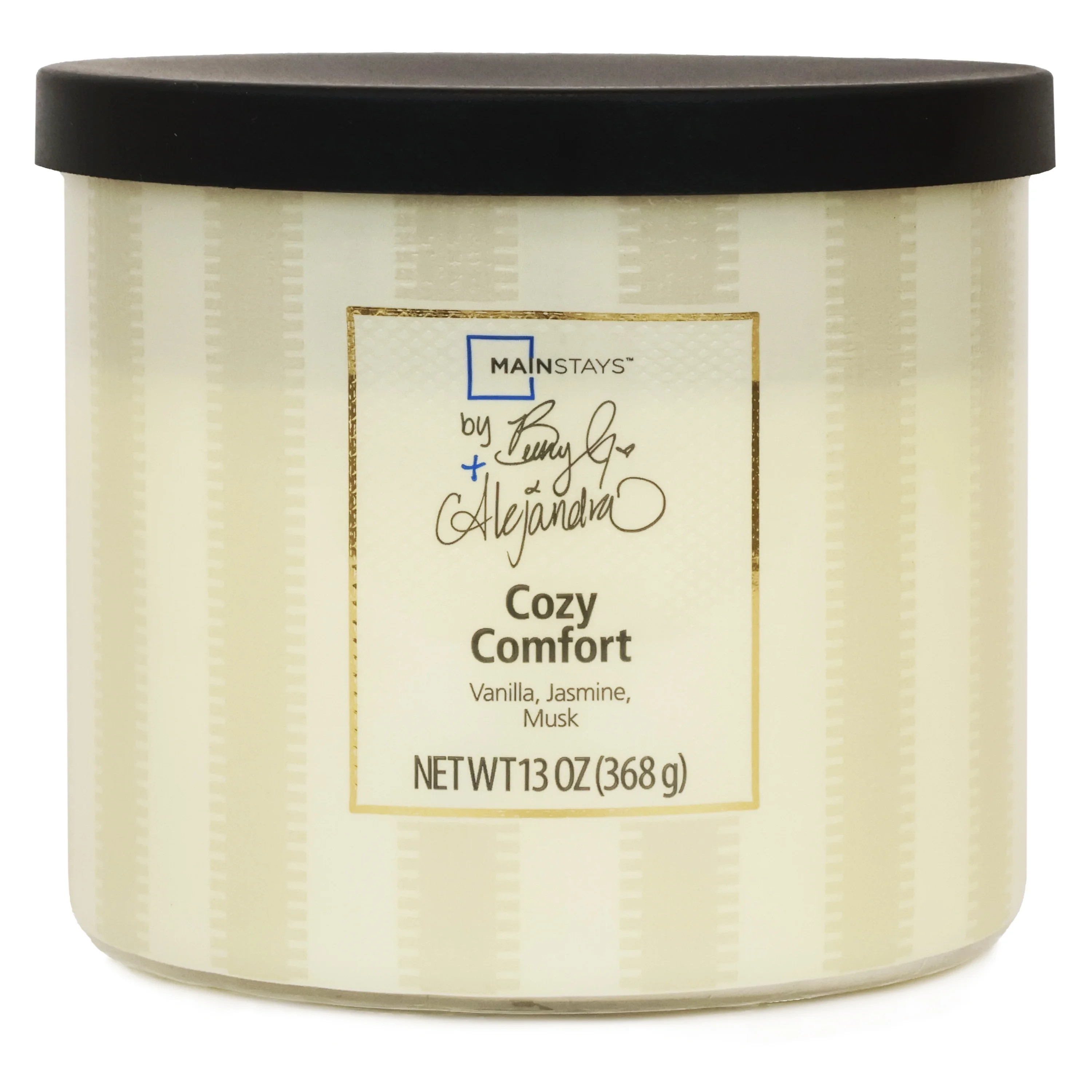 Mainstays by Becky G. & Alejandra 3-Wick Cozy Comfort Candle, White Stripe, 13 oz | Walmart (US)