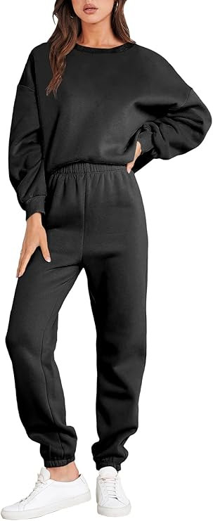 ANRABESS Women's Two Piece Outfits Long Sleeve Crewneck Sweatsuit with Jogger Pants Lounge Sets w... | Amazon (US)
