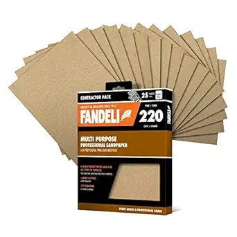 Fandeli | Multi-Purpose Sandpaper | 220 Grit | 25 Sheets of 9'' x 11'' | Metal and Wood Sandpaper... | Amazon (US)