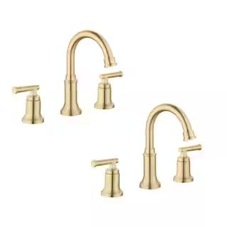 Glacier Bay Oswell 8 in. Widespread Double Handle High-Arc Bathroom Faucet in Matte Gold (2-Pack)... | The Home Depot