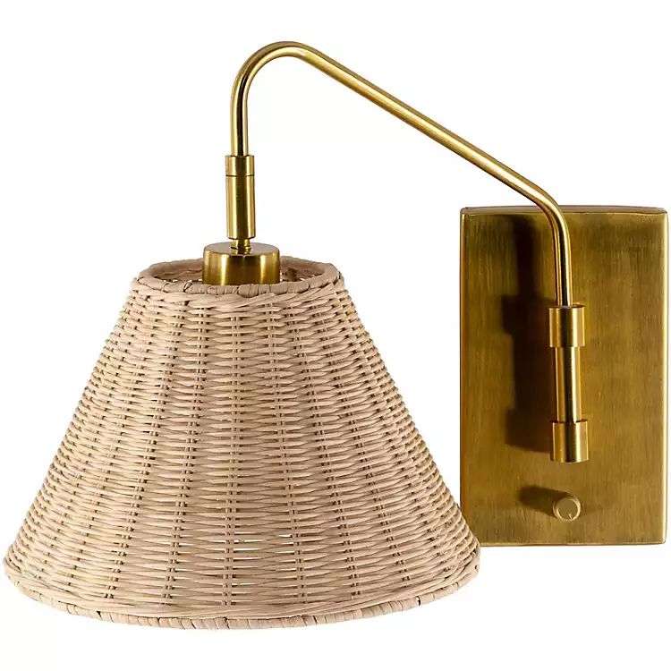 New! Gold and Rattan Wall Sconce | Kirkland's Home
