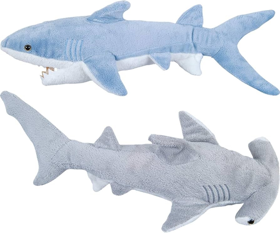 Bedwina Stuffed Animal Sharks - Pack of 2 Large, 14 inch Mako & 13 inch Hammerhead Plush Shark To... | Amazon (US)