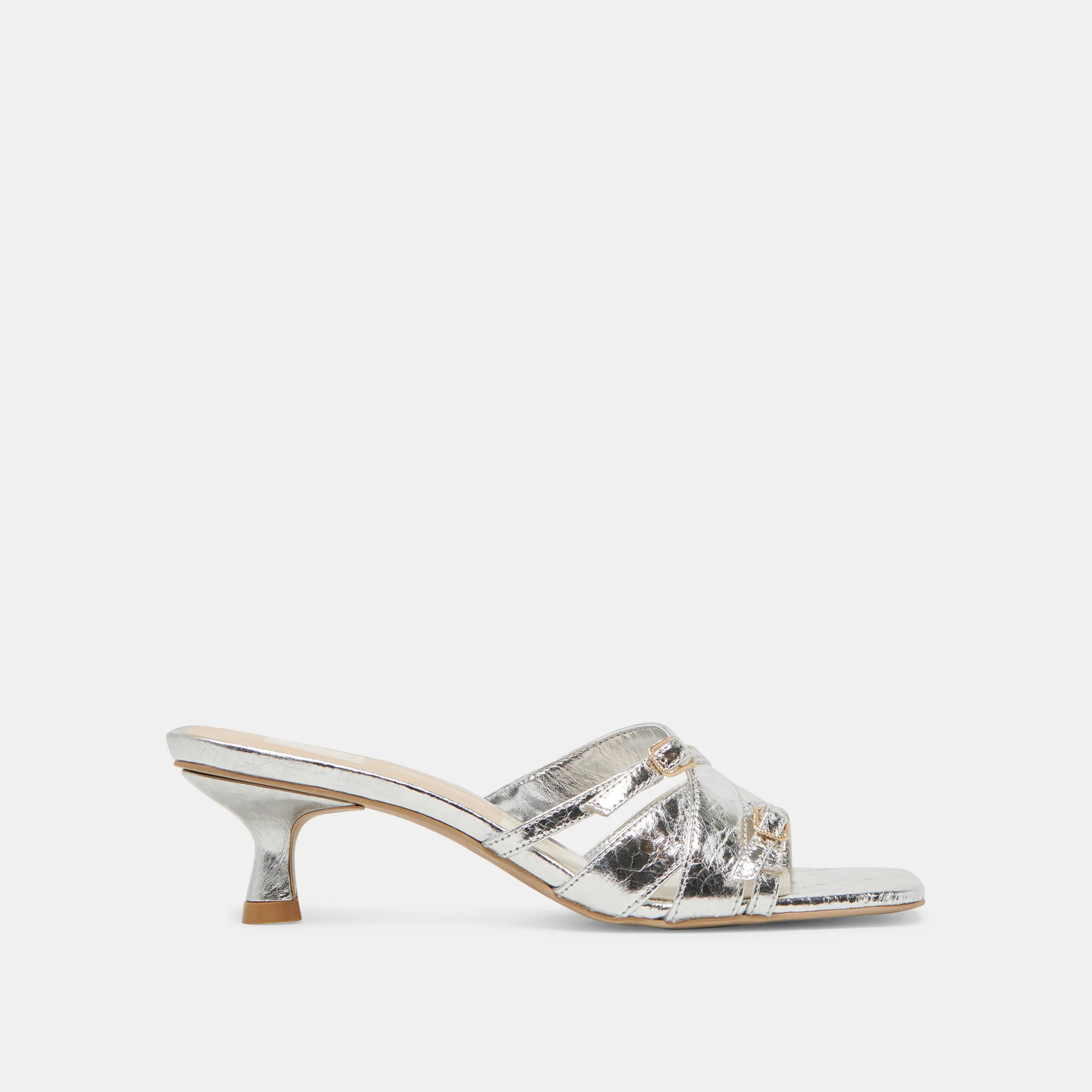 Bryant Heels Silver Distressed Leather | DolceVita.com