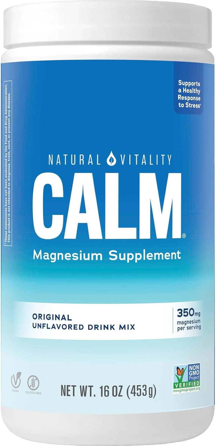 Natural Vitality Calm, Magnesium Citrate Supplement, Anti-Stress Drink Mix Powder, Gluten Free, V... | Amazon (US)