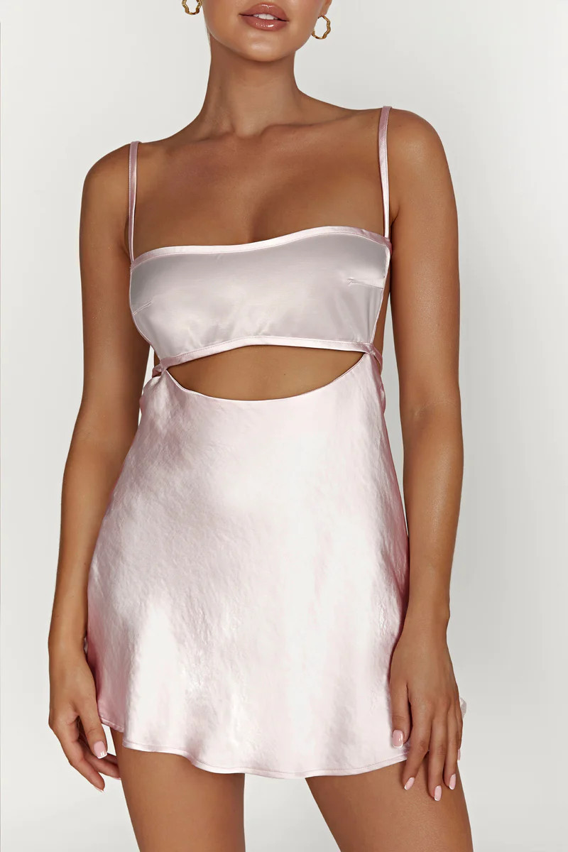 Veda Two Tone Mini Dress - Blush Pink | MESHKI US