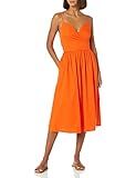 The Drop Women's Makenna Strappy Cross Front Smocked Back Midi Dress, Fire Orange, XS | Amazon (US)