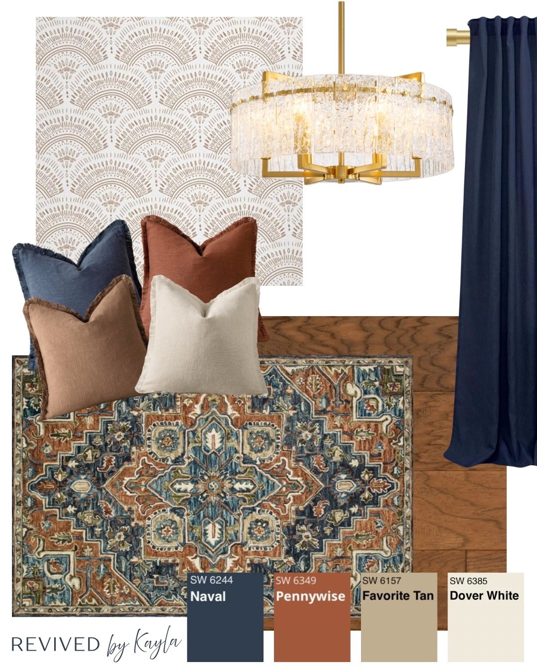 Navy blue and rust orange room design with paint color palette from Sherwin Williams 🍂 This would be a beautiful living room, bedroom, or dining room!

#homedesign #homedecor #homeinspo #inspiration #homeinterior #interiordesign #bedroomdecor #bedroomdesign #livingroomdecor #livingroomdesign #moodboard #home #paintcolors #navyblue #rustorange #burntorange

#LTKHome #LTKFindsUnder100 #LTKFindsUnder50