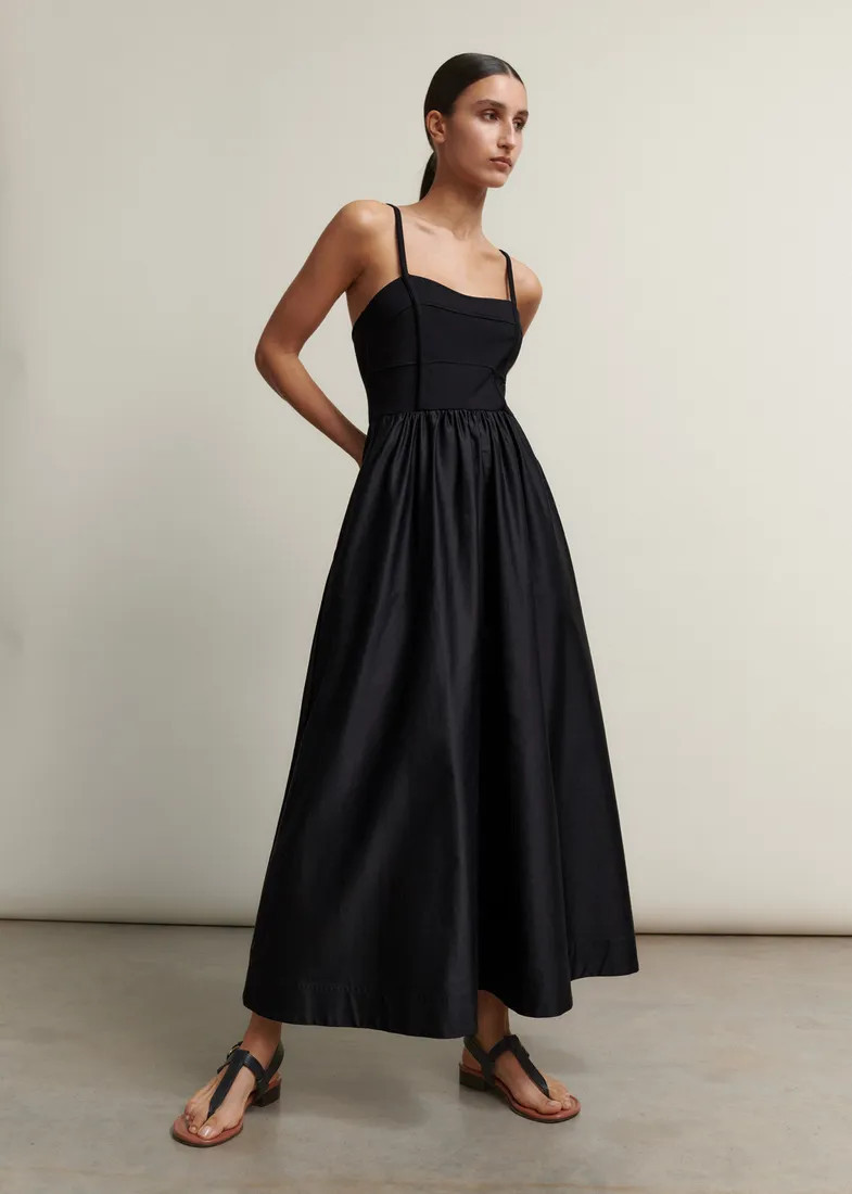 Seam Detail Mixed Media Maxi Dress | ME+EM Global (Excluding US)