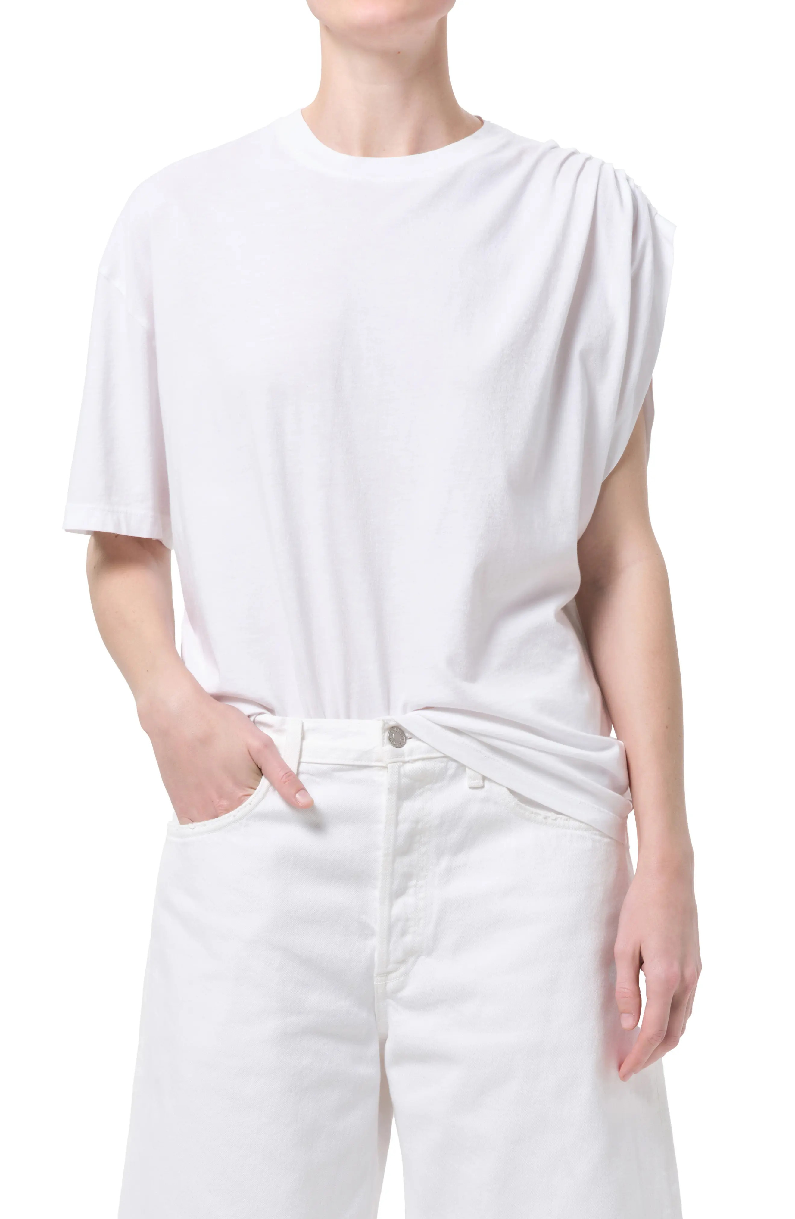 Roma Ruched Sleeve Organic Cotton T-Shirt (Women) | Nordstrom | Nordstrom