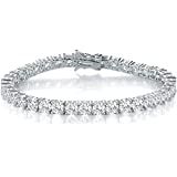 PAVOI 14K Gold Plated Princes Cut Cubic Zirconia Classic Tennis Bracelet | Gold Bracelets for Wom... | Amazon (US)