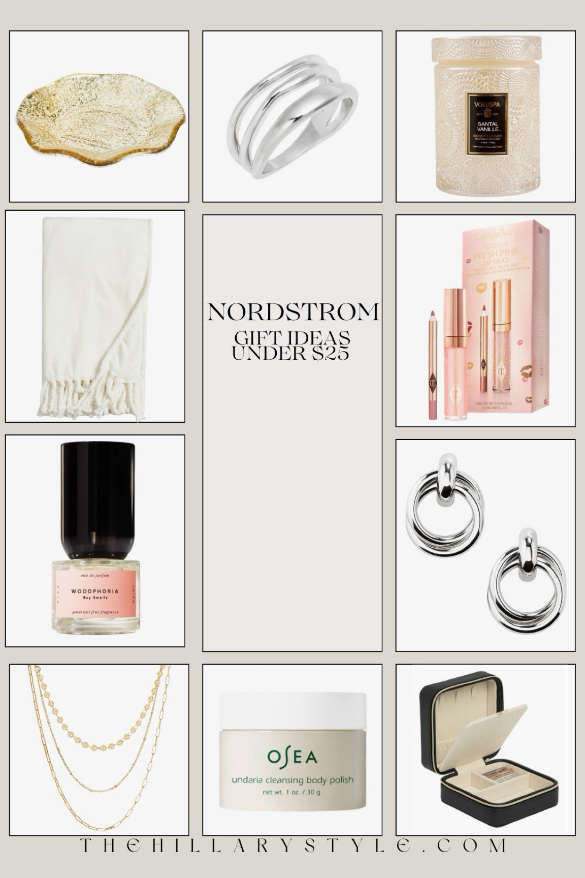 Nordstrom Gifts Under $25
Gift ideas for her, gifts for mom, gifts for sister, gifts for friends, gifts for grandma, luxe gifts, self care gifts, for ideas under $25. Silver earrings, layered ring, gold layered necklace, lip set, fragrance spray, throw blanket, mercury glass tray, jewelry box, vanilla candle. Voluspa, Charolette Tilbury, OSEA, Nordstrom, UGG.

#LTKGiftGuide #LTKHoliday #LTKFindsUnder50