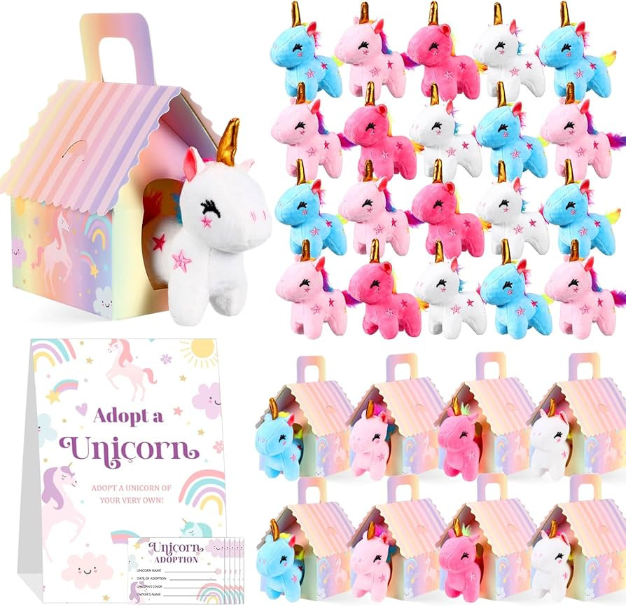 73 Pcs Adopt a Unicorn Party Favors Set for Girl Mini Plush Unicorn Stuffed Animal Gift Box Adopt... | Amazon (US)