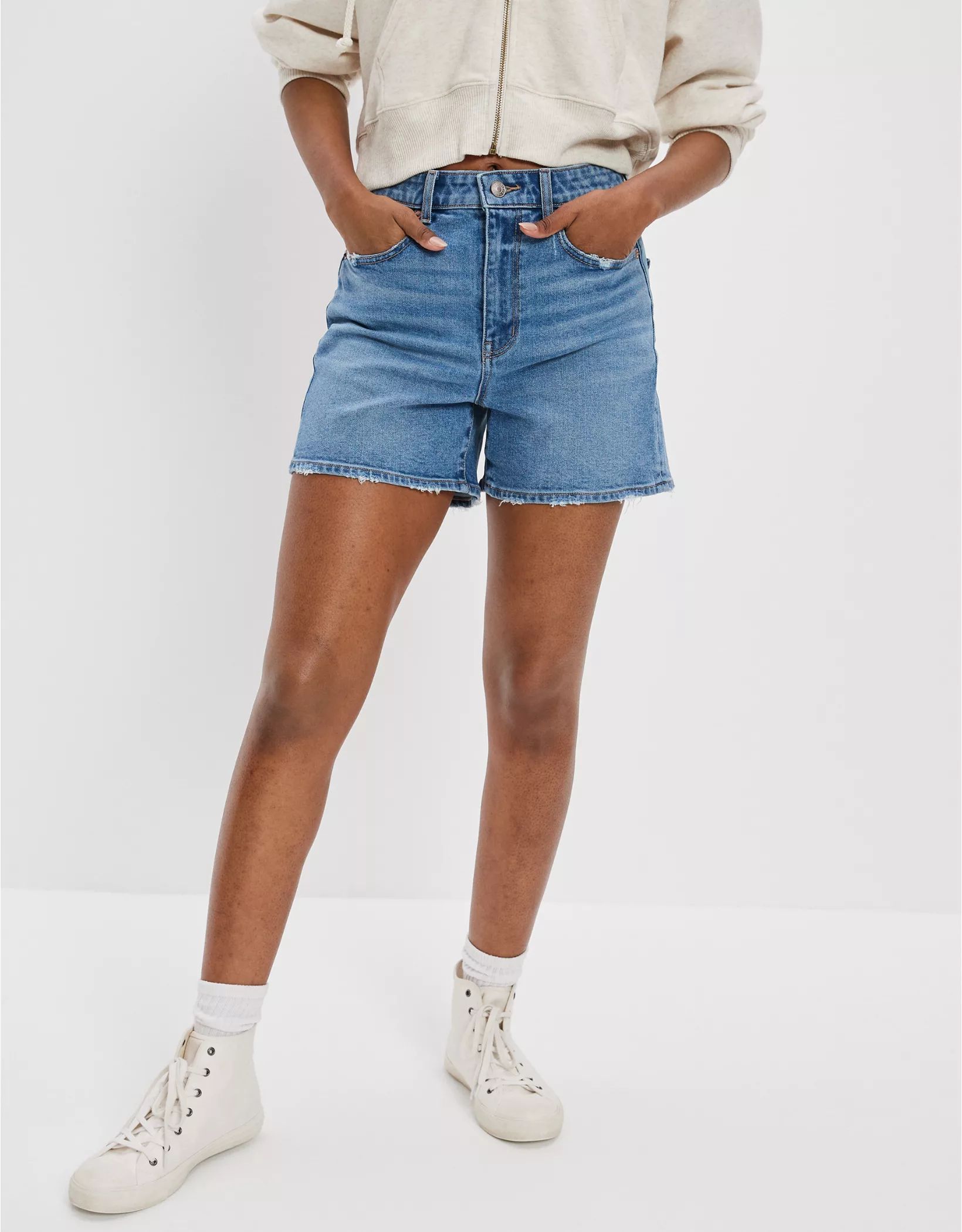 AE Stretch Denim Highest Waist Baggy Short | American Eagle Outfitters (US & CA)