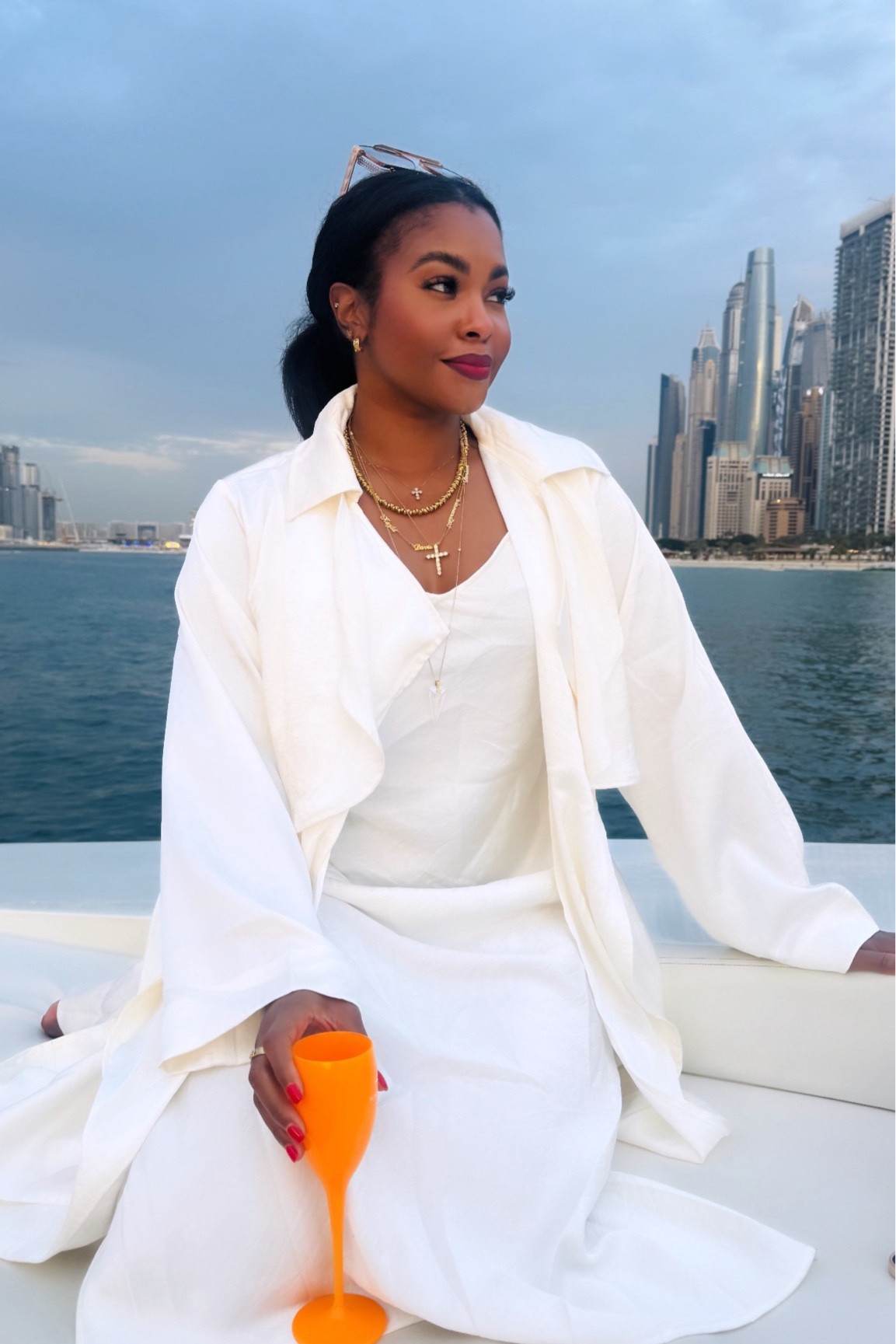One thing about me … I don’t care where I travel, I’m getting on a boat. This was the perfect set for a sunset cruise. 
Wearing a Large 


#LTKMidsize #LTKTravel