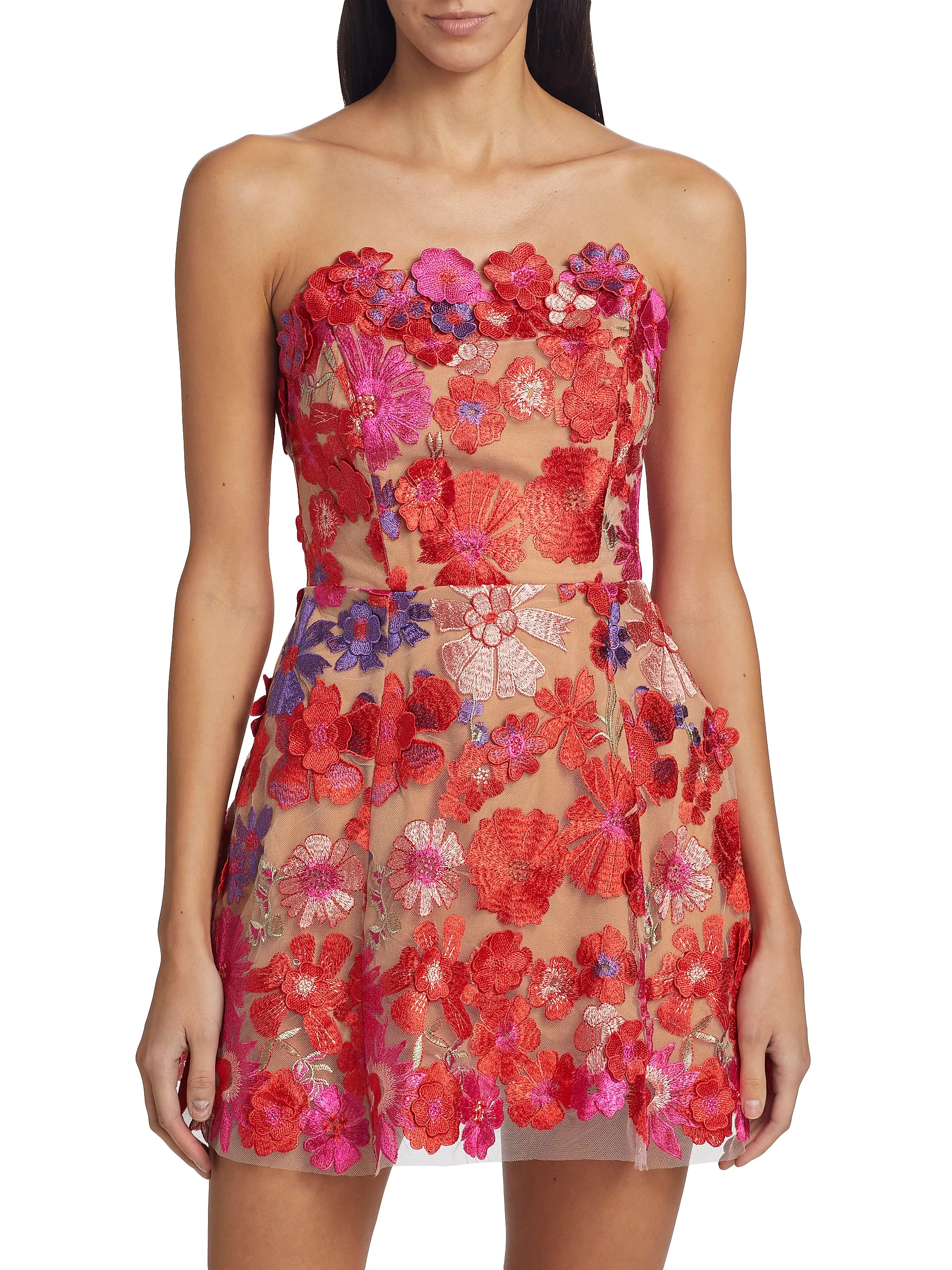 Amuse Floral Appliqué Minidress | Saks Fifth Avenue