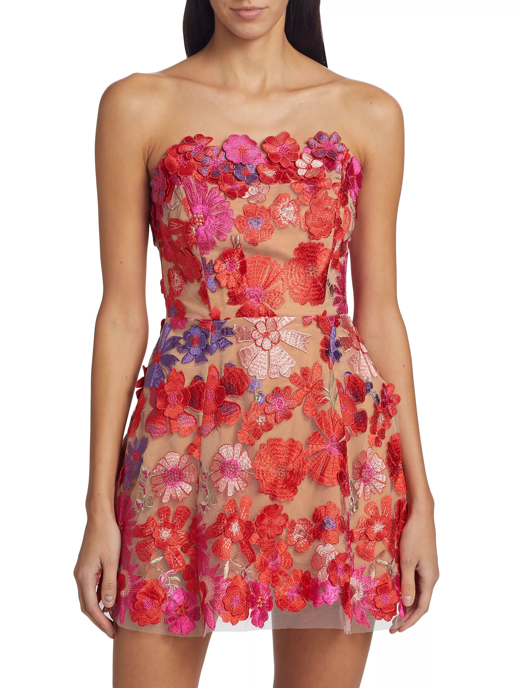 Amuse Floral Appliqué Minidress | Saks Fifth Avenue