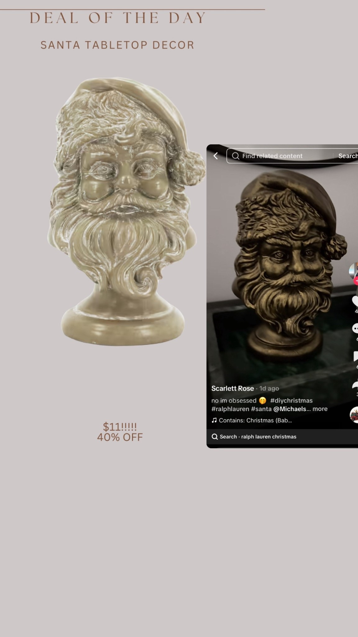 I wanted to do this DIY so bad last year but he sold out so quickly!!!!! Viral Santa tabletop decor launched for the season, but he’ll sellout quickly! 🚨🚨

#LTKHoliday #LTKSeasonal #LTKHome