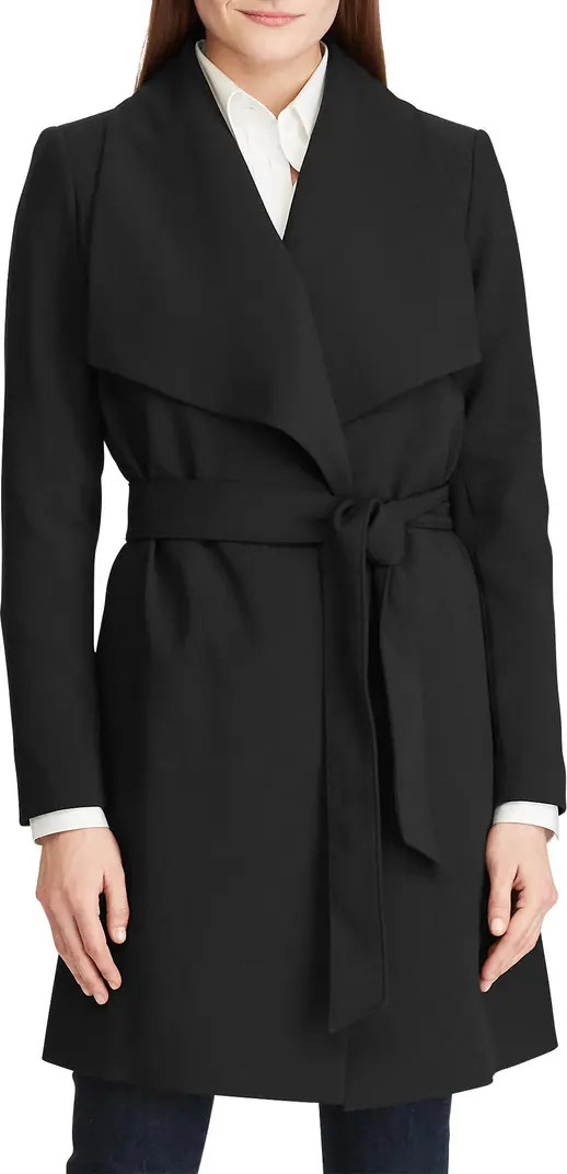 Drape Lapel Crepe Belted Coat | Nordstrom