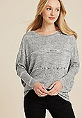 24/7 Dakota Sequin Striped Long Sleeve Dolman Top | Maurices