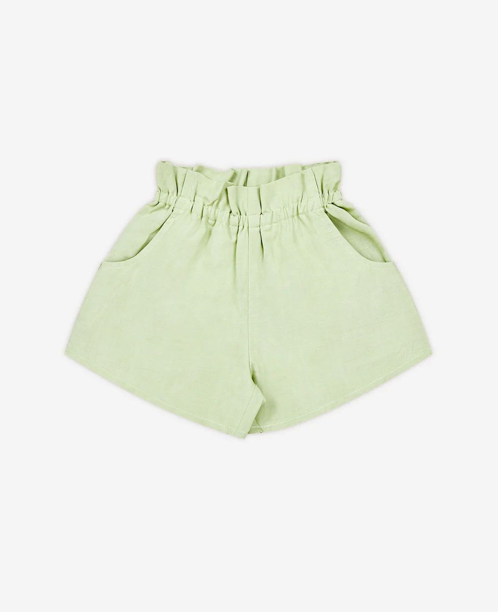 Tencel Linen Shirred Shorts - Moss | Petite Revery
