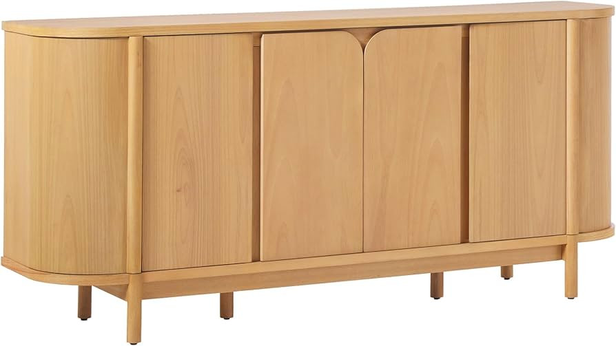 Walker Edison Ezra 70” Curved Sideboard Cabinet, Solid Wood Dining Room Buffet Cabinet with Sto... | Amazon (US)